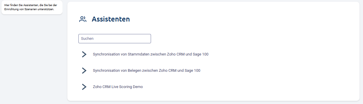 Assistent – geführte Einrichtung